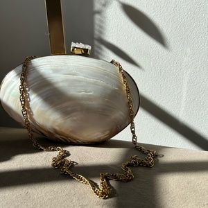 Mother of Pearl / Brass Seashell Clutch
